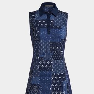 G/FORE golf BORO PRINT PIQUÉ SLEEVELESS POLO DRESS